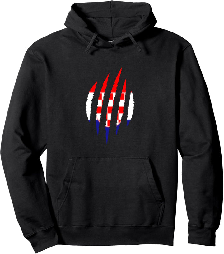 Kroatien Tier Kralle Flagge Fahne Balkan Zagreb Heimat Pullover Hoodie