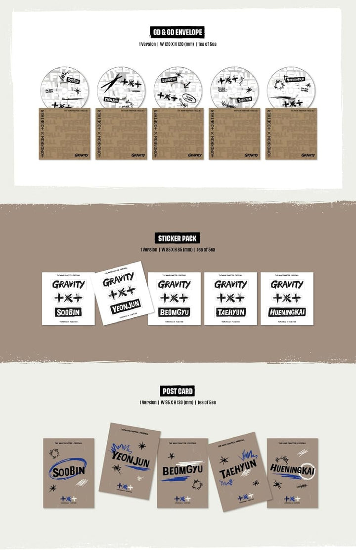 TOMORROW X TOGETHER TXT - THE NAME CHAPTER : FREEFALL [GRAVITY Ver.] Album (5 ver. SET), 5 ver. SET