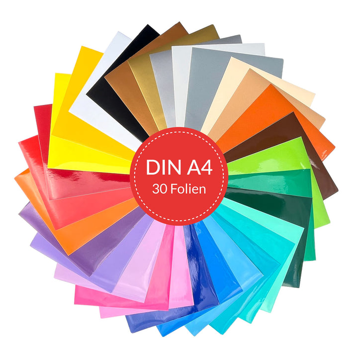 PrintAttack D009 Vinylfolien Set selbstklebend DIN A4 Oracal 621 glänzend Plotter Folien zum Plotten