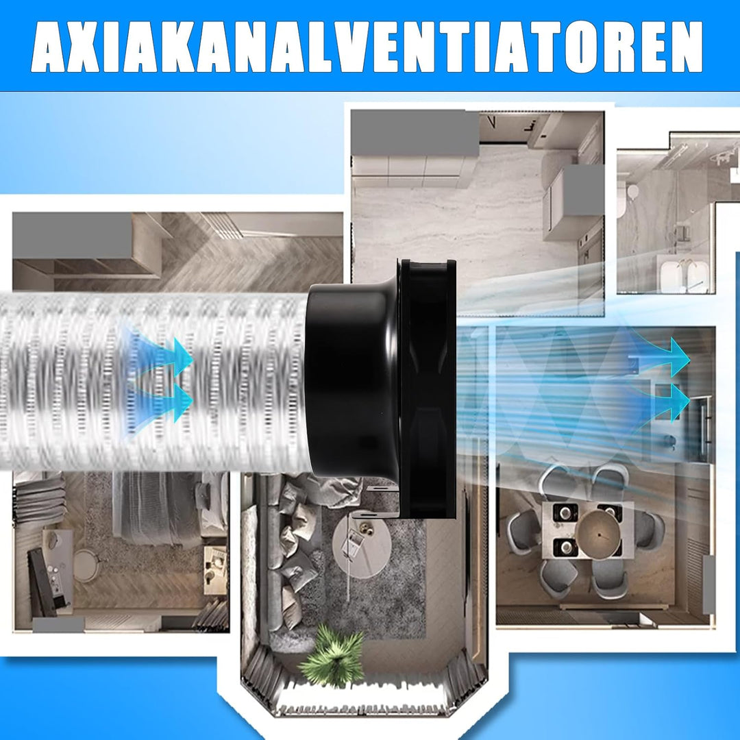 Joycabin Rohrventilator 100mm Abluftventilator Rohrlüfter mit Geschwindigkeitsregler, Rohrventilator