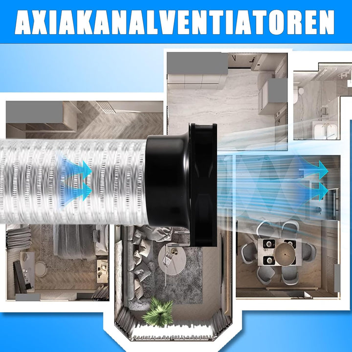 Joycabin Rohrventilator 100mm Abluftventilator Rohrlüfter mit Geschwindigkeitsregler, Rohrventilator