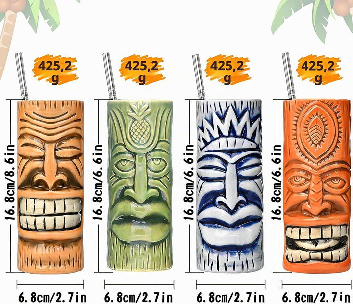 SuproBarware Tiki Mugs Set of 4 (TJB4-4), Tjb4-4