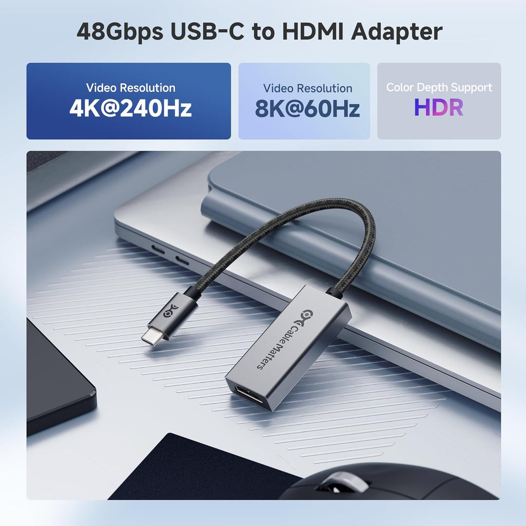Cable Matters 48Gbps USB C auf HDMI 2.1 Adapter (USB C HDMI Adapter) für 4K 120Hz und 8K 60Hz HDR -