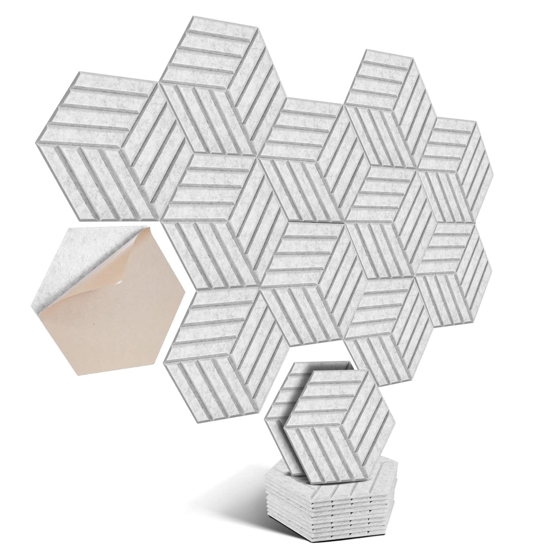 Hexagon Akustikplatten selbstklebend 12 Stück I Schallabsorber Schallschutz mit hoher Dichte für Wan