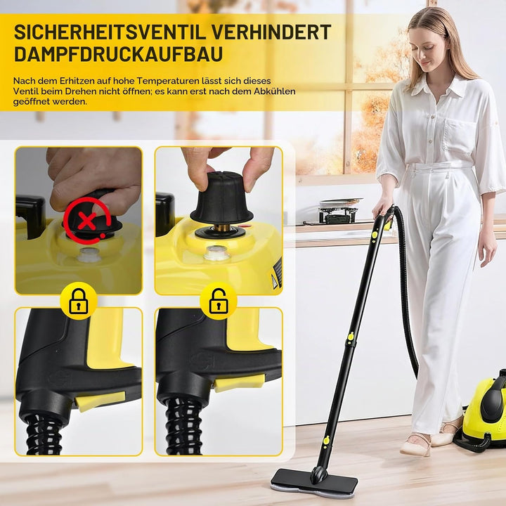 Dampfreiniger Handgerät Dampfdruck: 5 Bar,Leistung: 2000 W,Tank: Max 2 L mit 23 Zubehörteile Dampfre