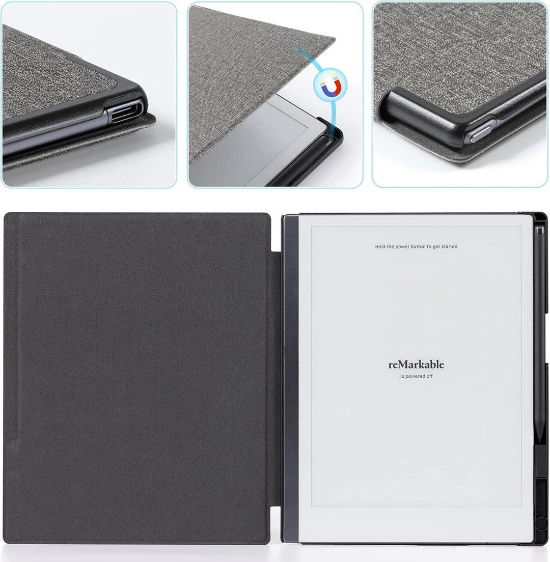 CoBak Hülle für Remarkable 2 – Leichte und Harte Buchrückenhülle mit Schützendem Folio-Cover mit Int