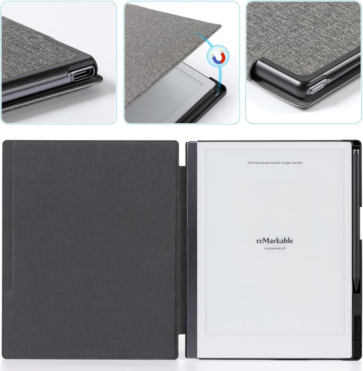 CoBak Hülle für Remarkable 2 – Leichte und Harte Buchrückenhülle mit Schützendem Folio-Cover mit Int