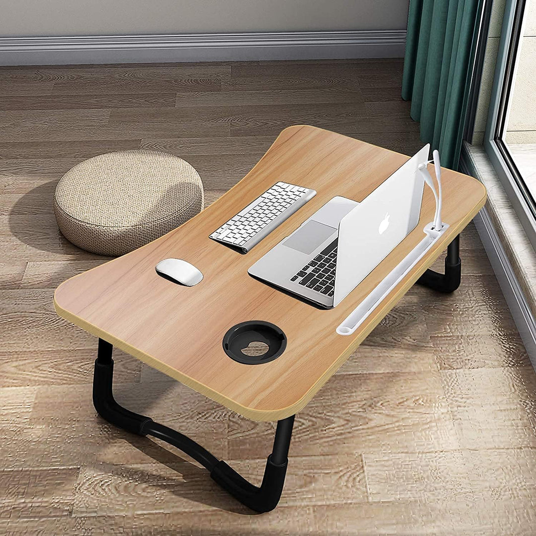 A3A ACADGQ Laptoptisch, Laptop Betttisch Klappbar, Notebook Tisch mit 4 USB Ladeanschluss, Schublade