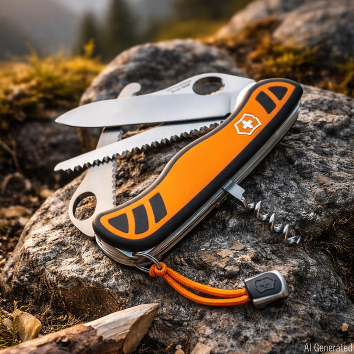Victorinox Taschenmesser Hunter XT Grip (6 Funktionen, Feststellbare Waidklinge, Kordel) orange/schw