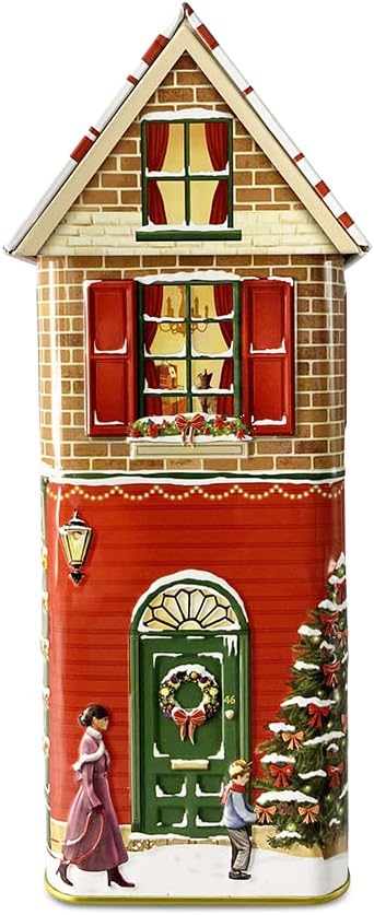 Blechdose in Form eines Stadthauses 'Winter Cookie & Sweet' Keksdose Deko Box Dose, ca. 14x7.5x21 cm