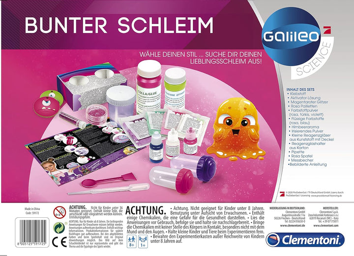 Clementoni Galileo Fun – Bunter Schleim, lustige Experimente mit klebrigen Glibber & glitzernden Sub