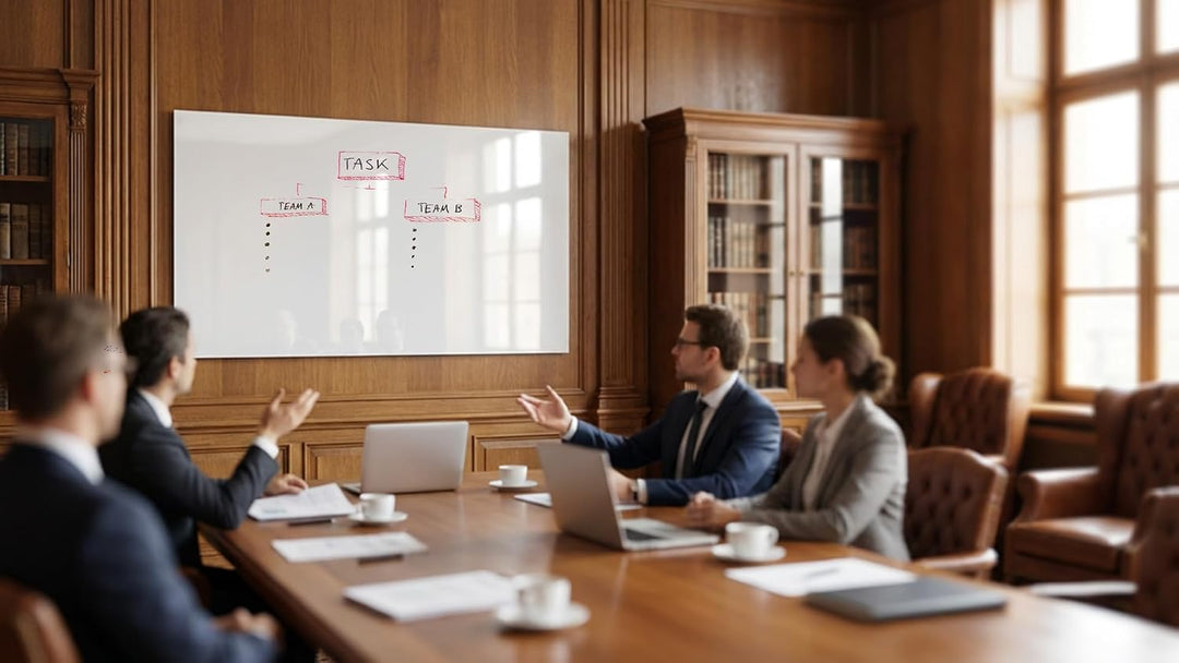 ALLboards Glasboard – Premium SUPERWHITE Perlweiss 120x60cm + Zubehörset, Bürotafel, Glastafel, Glas