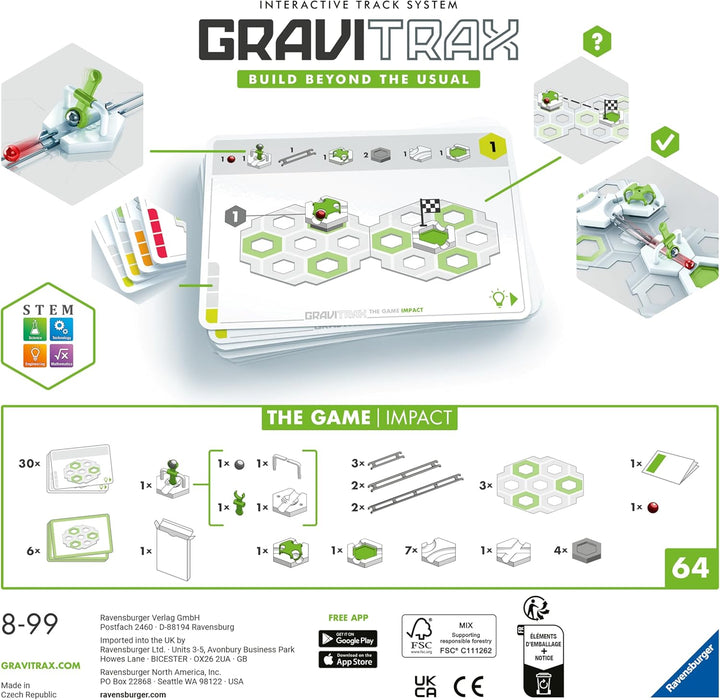 Ravensburger GraviTrax The Game Impact - Logikspiel für Kugelbahn Fans, Konstruktionsspielzeug für K