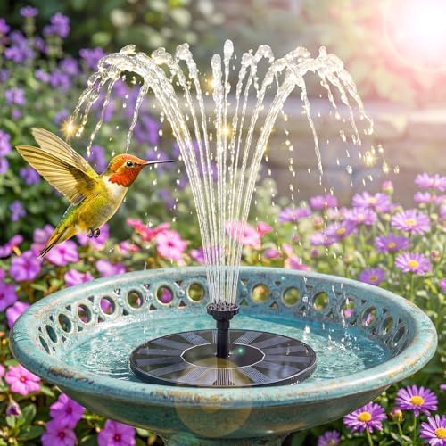 AISITIN 2PCS Solarbrunnen für Draussen mit 6 Düsen und 4 Stützstangen | 1,5W Solar Springbrunnen für