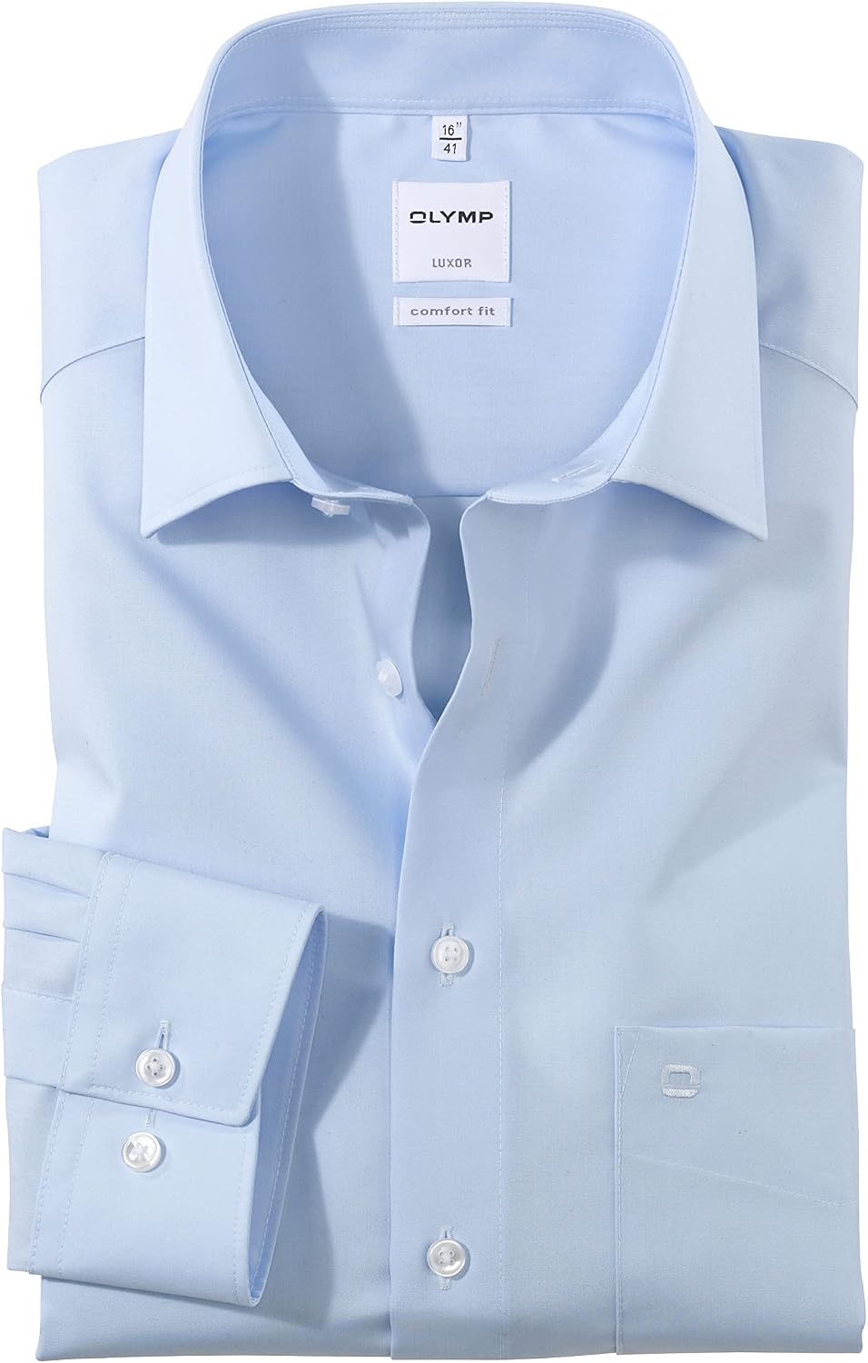 OLYMP Herren Businesshemd Langarm Luxor,Einfarbig,Comfort fit,New Kent 44 Hellblau, 44 Hellblau