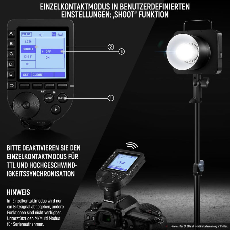 NEEWER QPRO-N TTL Drahtloser Blitzauslöser Kompatibel mit Nikon 1/8000s HSS Neigbares Design LCD Bil