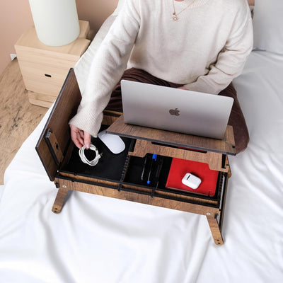 Vigo Wood Laptoptisch, Laptop-Ständer aus Holz für Bett, Verstellbarer Laptop-Schreibtisch und Kniet