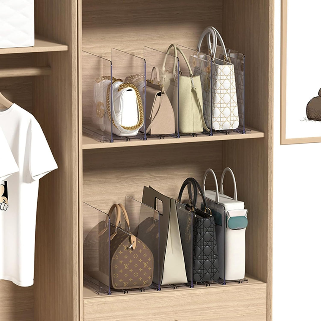 5 Stück Verstellbare Regalteiler, Transparenter Handtaschen Organizer für Schrank, Schrankregaltrenn