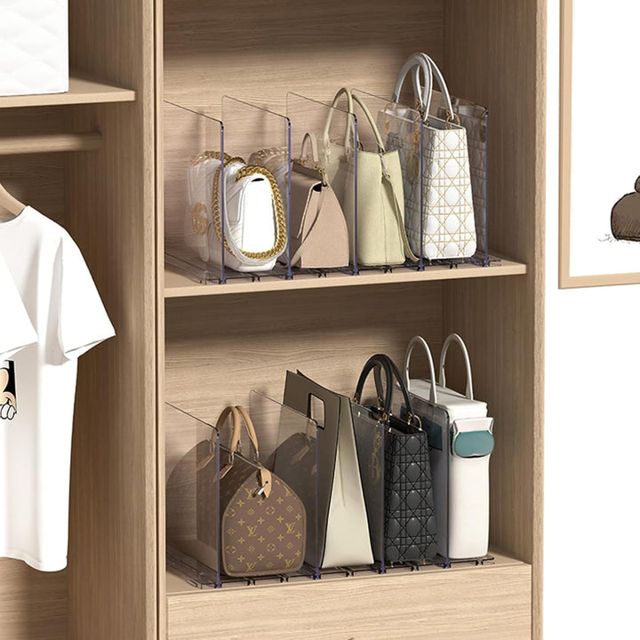 5 Stück Verstellbare Regalteiler, Transparenter Handtaschen Organizer für Schrank, Schrankregaltrenn