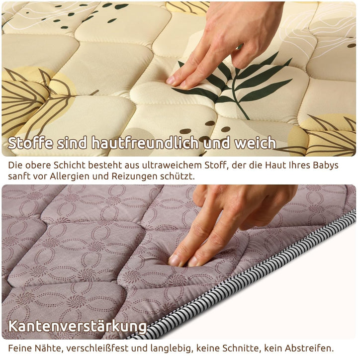 Baby Spielmatte 127x127cm Krabbelmatte, Dicke Weiche Polsterschaum Krabbeldecke für Babys und Kleink