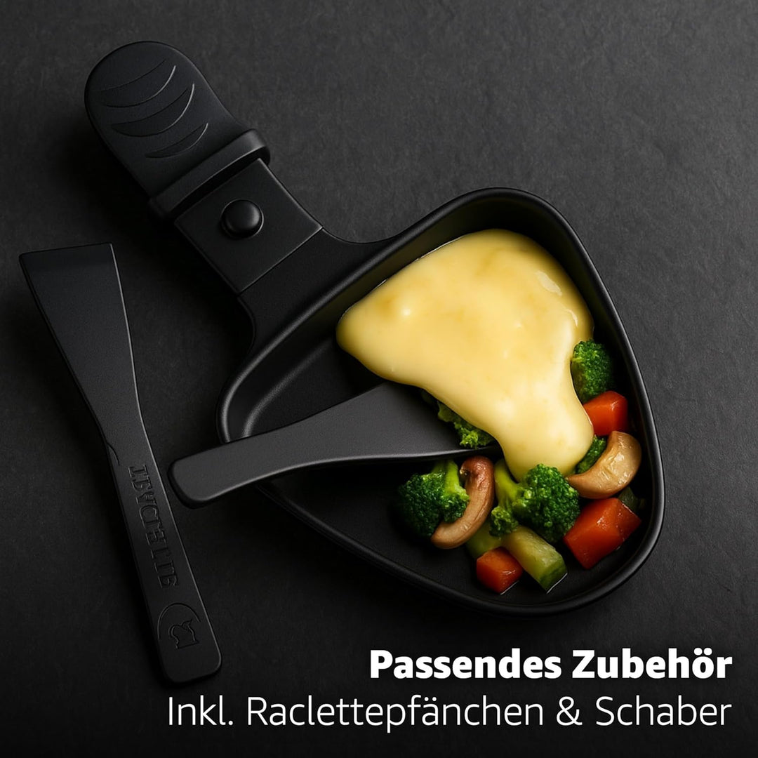 8 Personen Raclette Set - Tischgrill inkl. Pfännchen & Schaber - Grillplatte & Steinplatte antihaftb