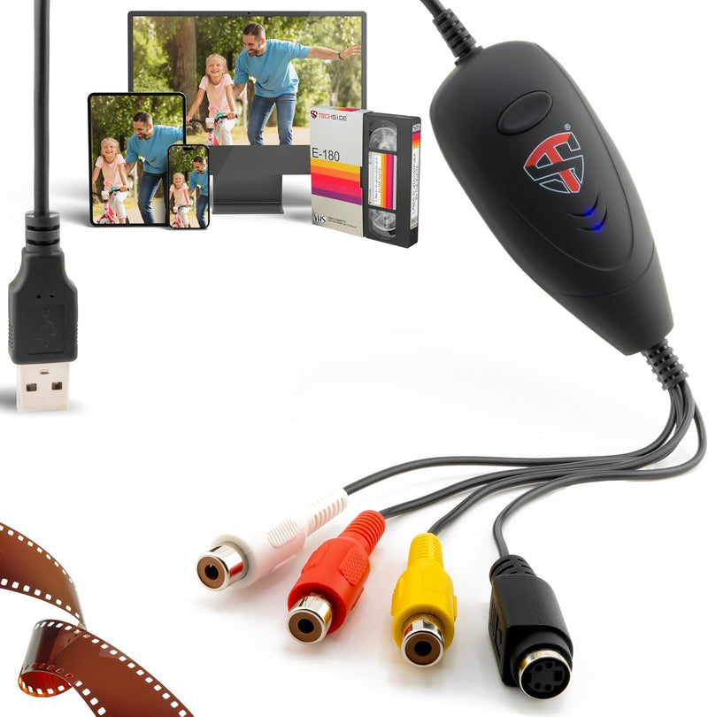 TechSide Video Grabber VHS Digital Analog 2024 | Windows 11 + Neue Software | USB 2.0 Converter VHS