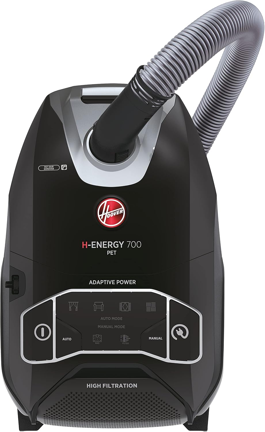Hoover Bodenstaubsauger mit 5 L Beutel – extra leiser Staubsauger (64 dBA) mit Schmutzsensor &amp; Beute