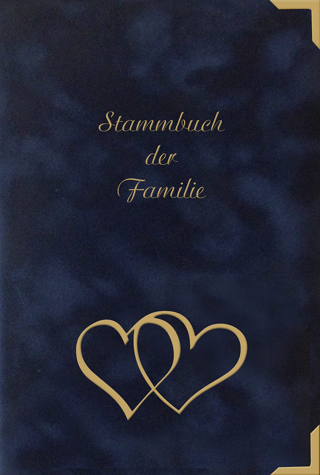BERLIN Stammbuch der Familie Hochzeit – Dunkelblaues Velours-Stammbuch mit Herzprägung – Sonderforma