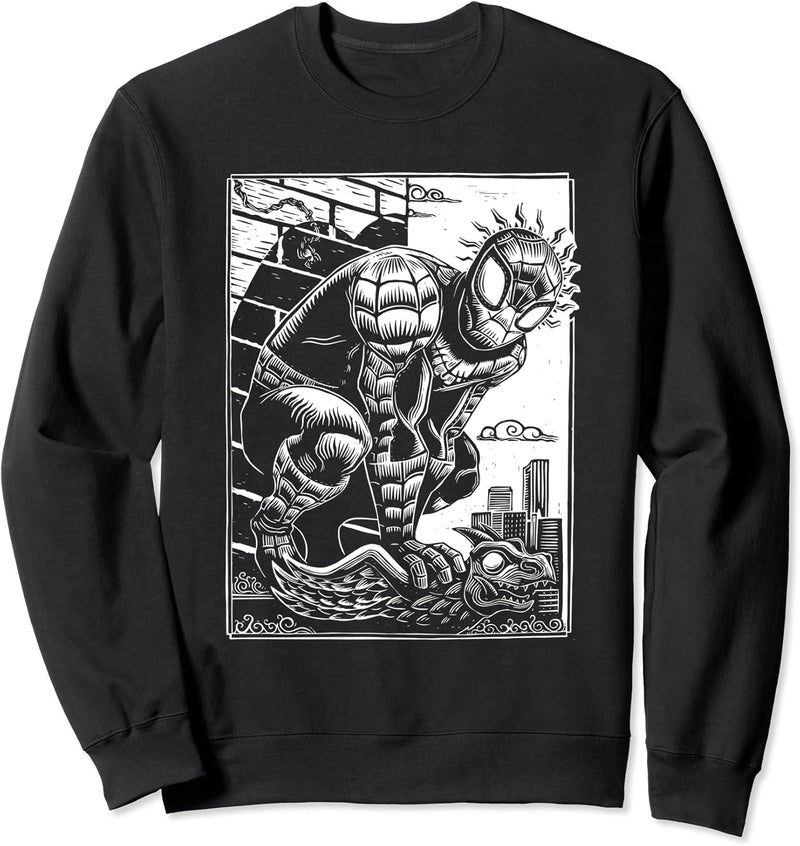 Marvel Spider-Man Linocut Black Sweatshirt