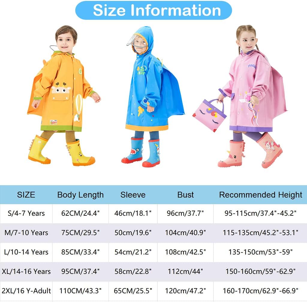 Kinder Regenmantel Jungen Mädchen Regenponcho Wasserdicht Cartoon Regenjacke Wiederverwendbare Regen