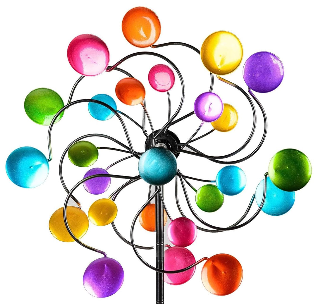 Buntes Windrad für den Garten aus Metall Windspiel Windmühle 126 cm