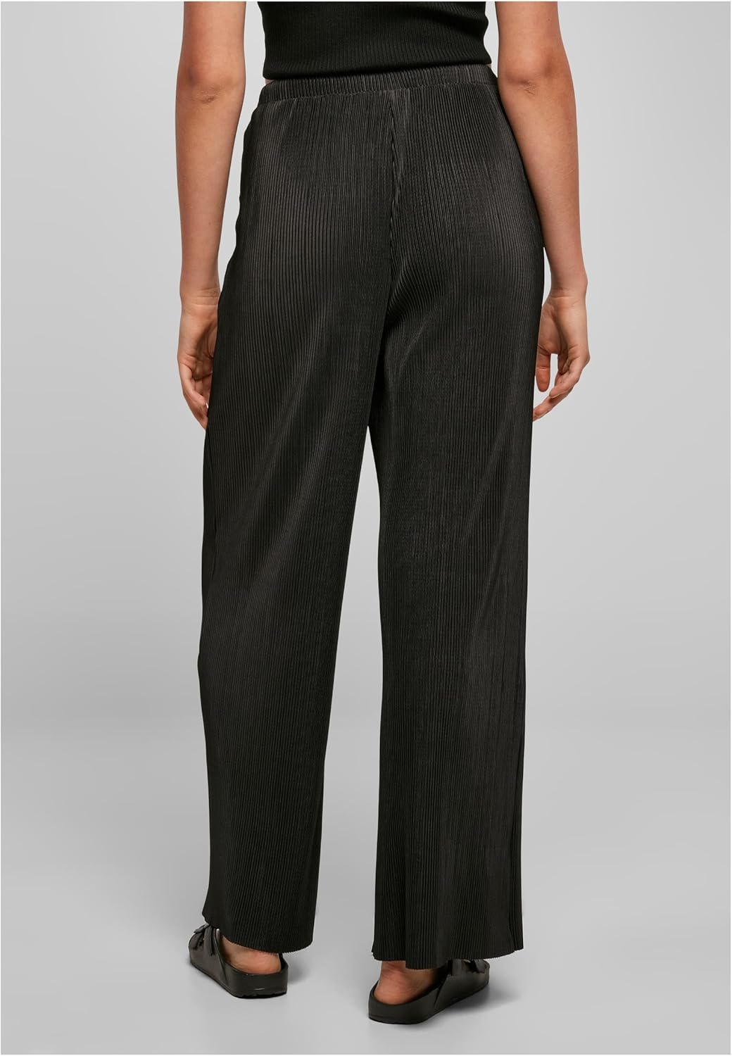 Urban Classics Damen Hose Ladies Plisse Pants, leichte Stoffhose für Frauen, weites Bein, Kordelzug