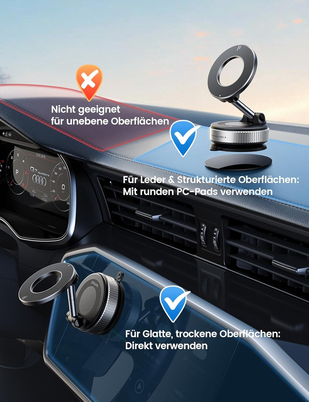 Lamicall Magnetische Handyhalterung Auto für Magsafe Autohalterung - [Vakuum Saugnapf & 24X Magnet]
