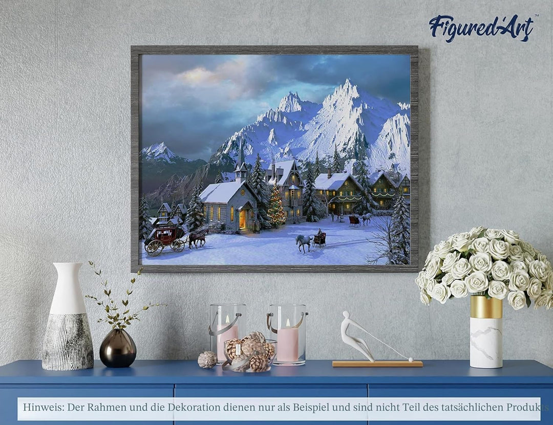 Figured'Art Malen Nach Zahlen Erwachsene Winter in den Alpen - Paint by Numbers Basteln DIY Bastelse
