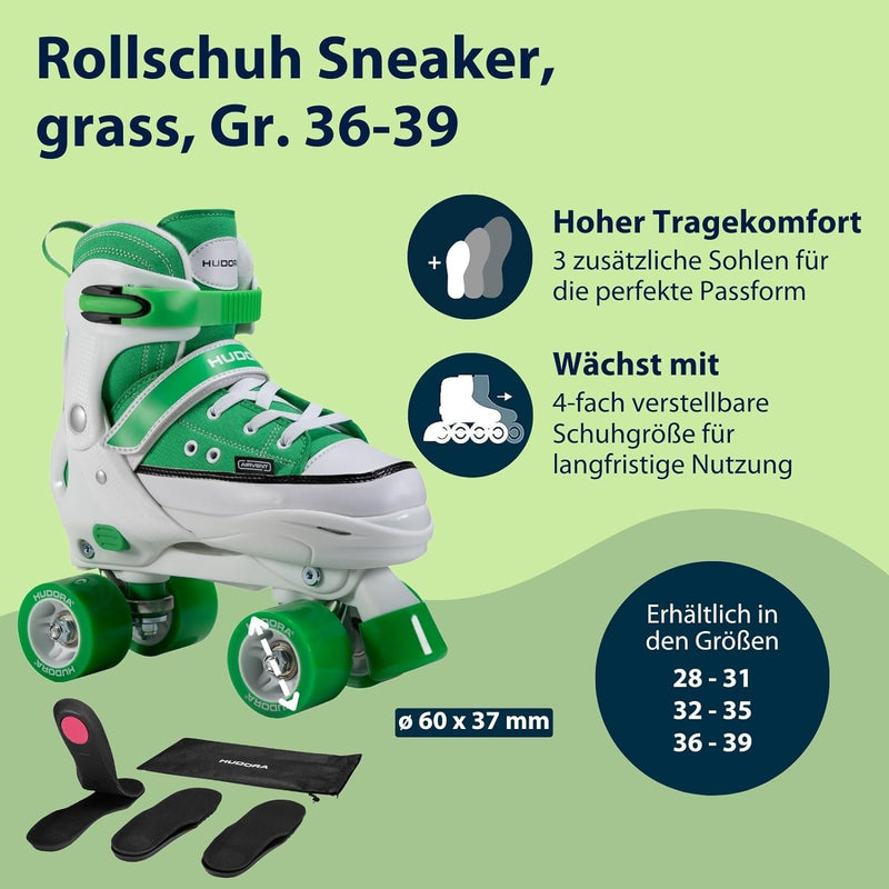 HUDORA Roller Skates, Sneaker für Kinder und Jugendliche - Grössenverstellbare Rollschuhe - Komforta