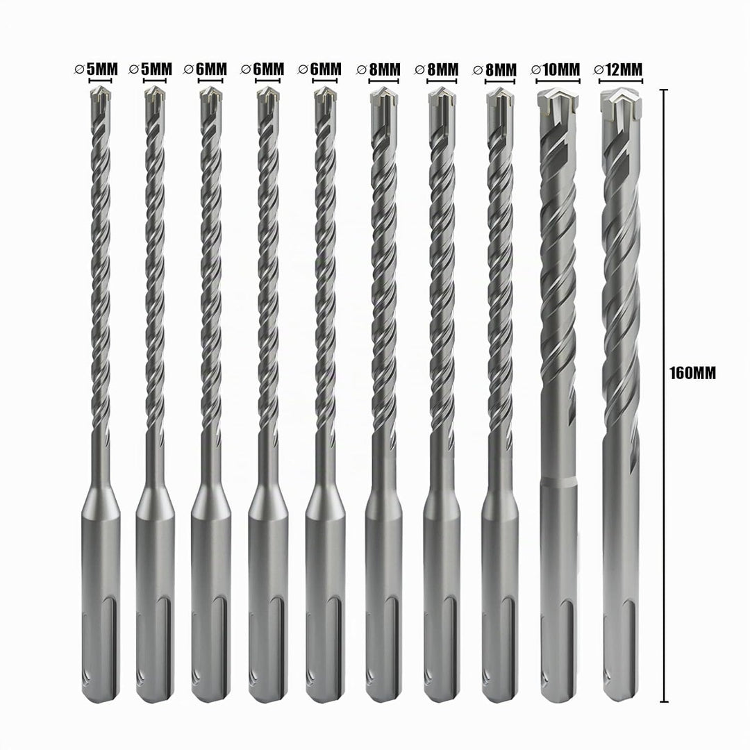 CSOOM SDS Plus Bohrer in den Grössen 5,5,6,6,6,8,8,8,10,12(160mm),Professionell Betonbohrer，Ideal zu