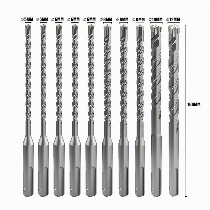 CSOOM SDS Plus Bohrer in den Grössen 5,5,6,6,6,8,8,8,10,12(160mm),Professionell Betonbohrer，Ideal zu