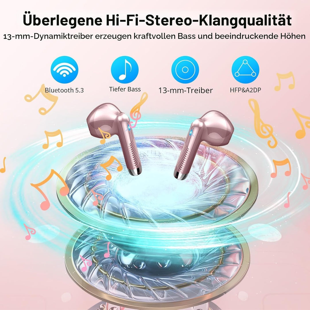 Bluetooth Kopfhörer, In Ear Kopfhörer Kabellos Bluetooth 5.3 Kabellose Kopfhörer mit 4 Mic, 2023 Neu