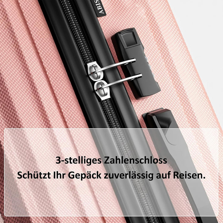 Hartschalen Reisekoffer mittelgross 66x45x27cm, Handgepäck Koffer, leicht Rollkoffer mit 4 Rollen, Z
