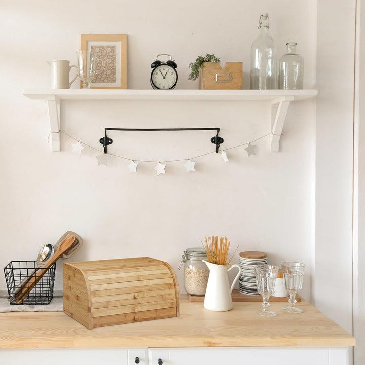 Relaxdays Rollbrotkasten mit Schublade, Bambus, aromadicht, Brotkasten mit Rolldeckel, HxBxT: 21 x 4