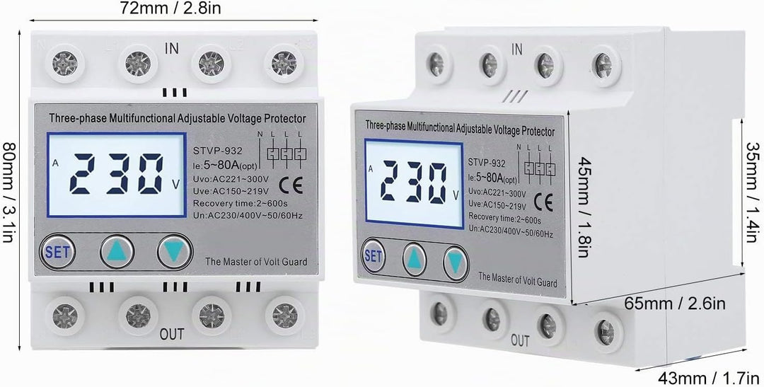 Spannungsschutz, Einstellbarer Spannungsschutz, STVP-932 230V/400V AC 3-Phasen LCD Multifunktions Sp