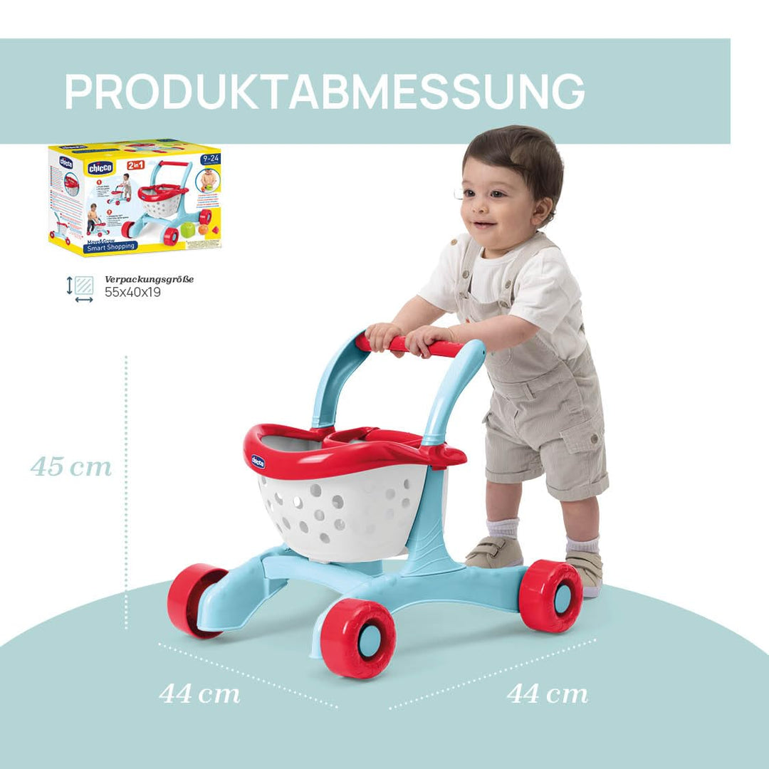 Chicco Lauflernwagen 2in1, Robust mit Rädern, Erste Schritte für Kinder, Rollenspiel Einkauf und For