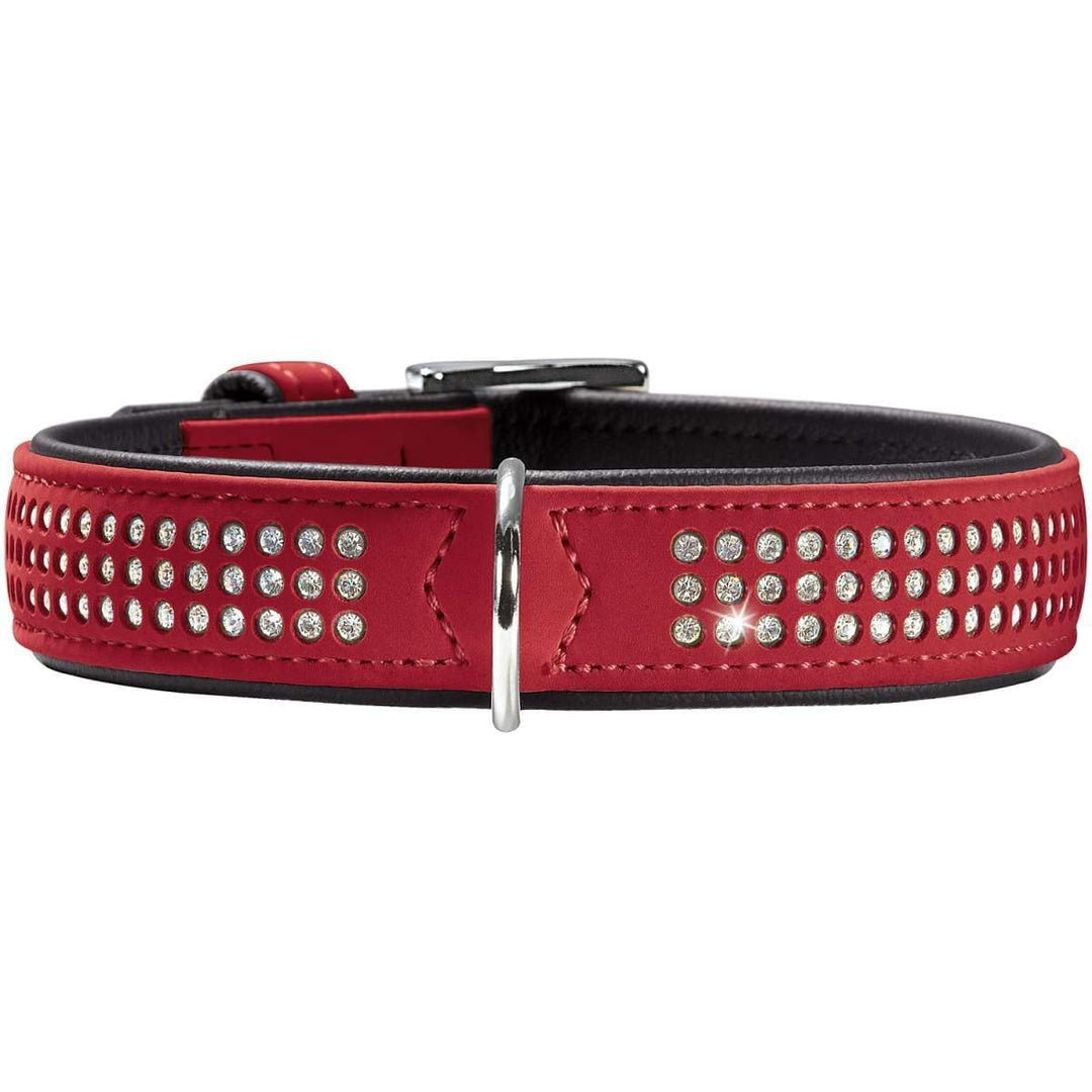 HUNTER SOFTIE TRILUXE Hundehalsband, Kunstleder, glitzernde Strasssteine, 55 (M), rot 55 (M) rot, 55
