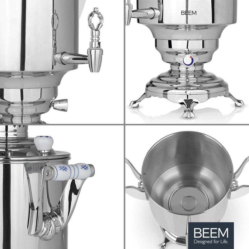 BEEM SAMOWAR Romanov - 5 l | Teekocher elektrisch | 1.800 W | Edelstahl | 5 l Wasserbehälter | 1,3 l