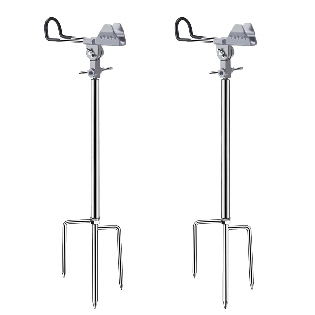 2 Stück Angelrutenhalter Edelstahl, 360° Verstellbar, Abnehmbar & Leicht Tragbar, Universal Rutenhal