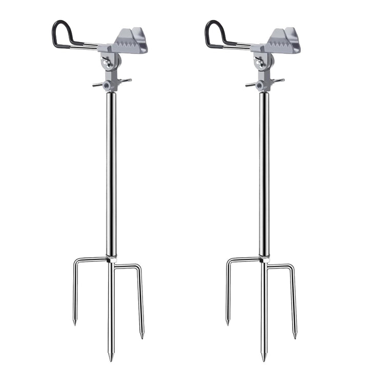2 Stück Angelrutenhalter Edelstahl, 360° Verstellbar, Abnehmbar & Leicht Tragbar, Universal Rutenhal