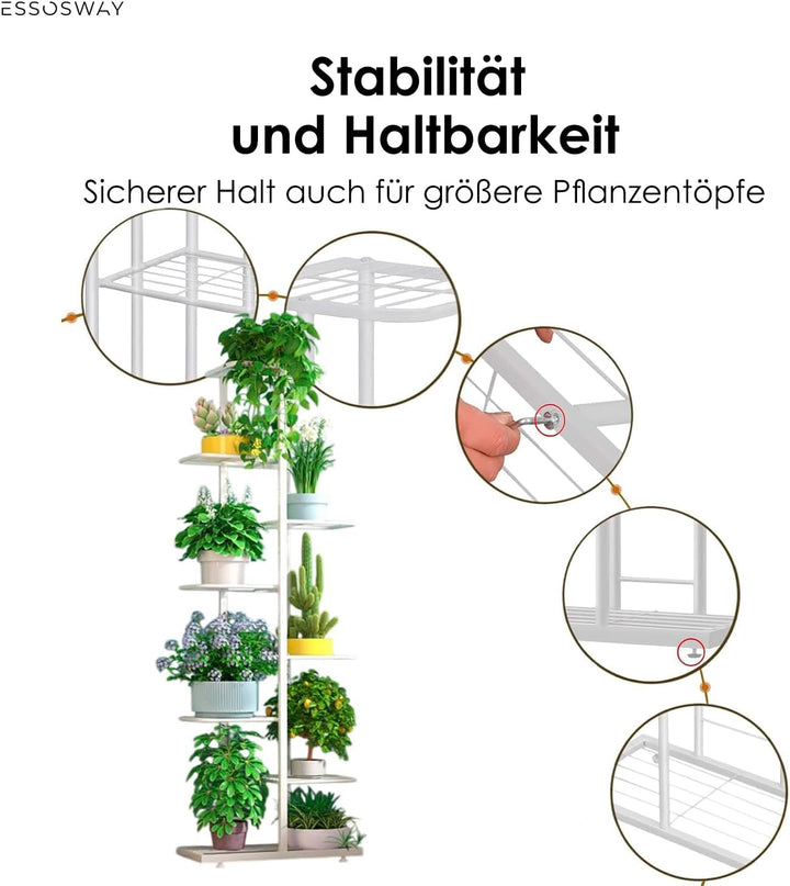 ESSOSWAY Blumenständer Pflanzenständer - Indoor - Pflanzenregal Blumentreppe Blumenregal Metall - 8