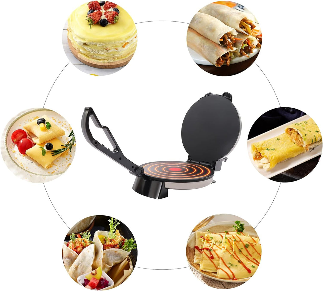 Chapati Maker, 220V Tortilla Presse 32 cm, Antihaftbeschichtung, Roti Maker mit Temperaturregelung,