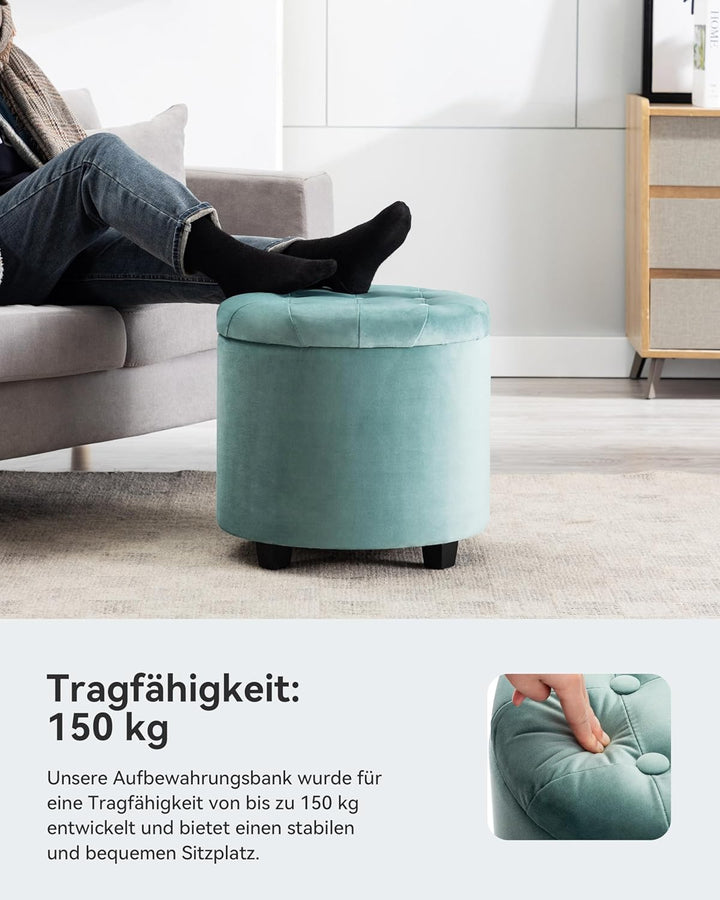 HNNHOME Sitzhocker mit Stauraum, Sitzwürfel mit Deckel, Sitztruhe, Fussbank Truhen Aufbewahrungsbox,