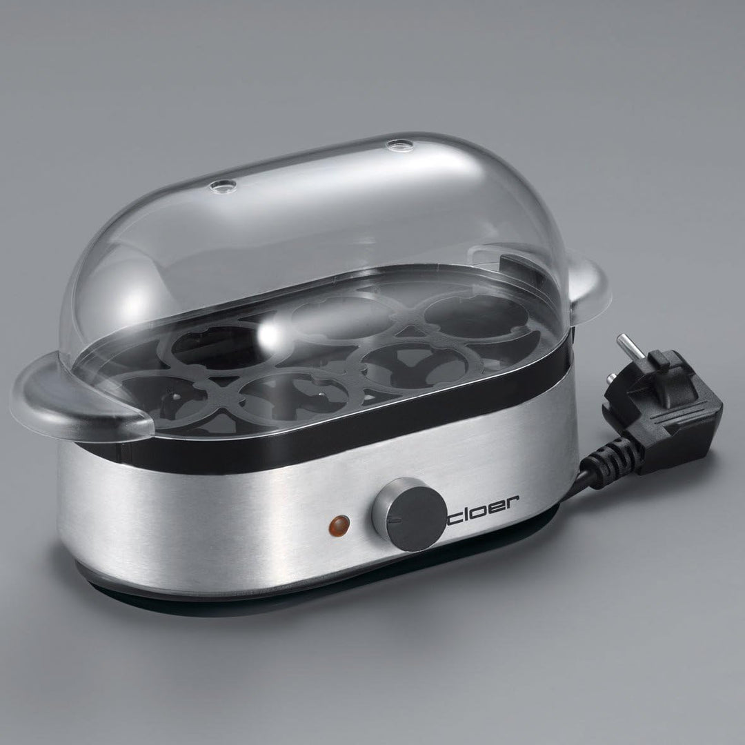 Cloer 6099 Eierkocher mit akustischer Fertigmeldung / 400 W / für 6 Eier / Einsätze für pochierte Ei
